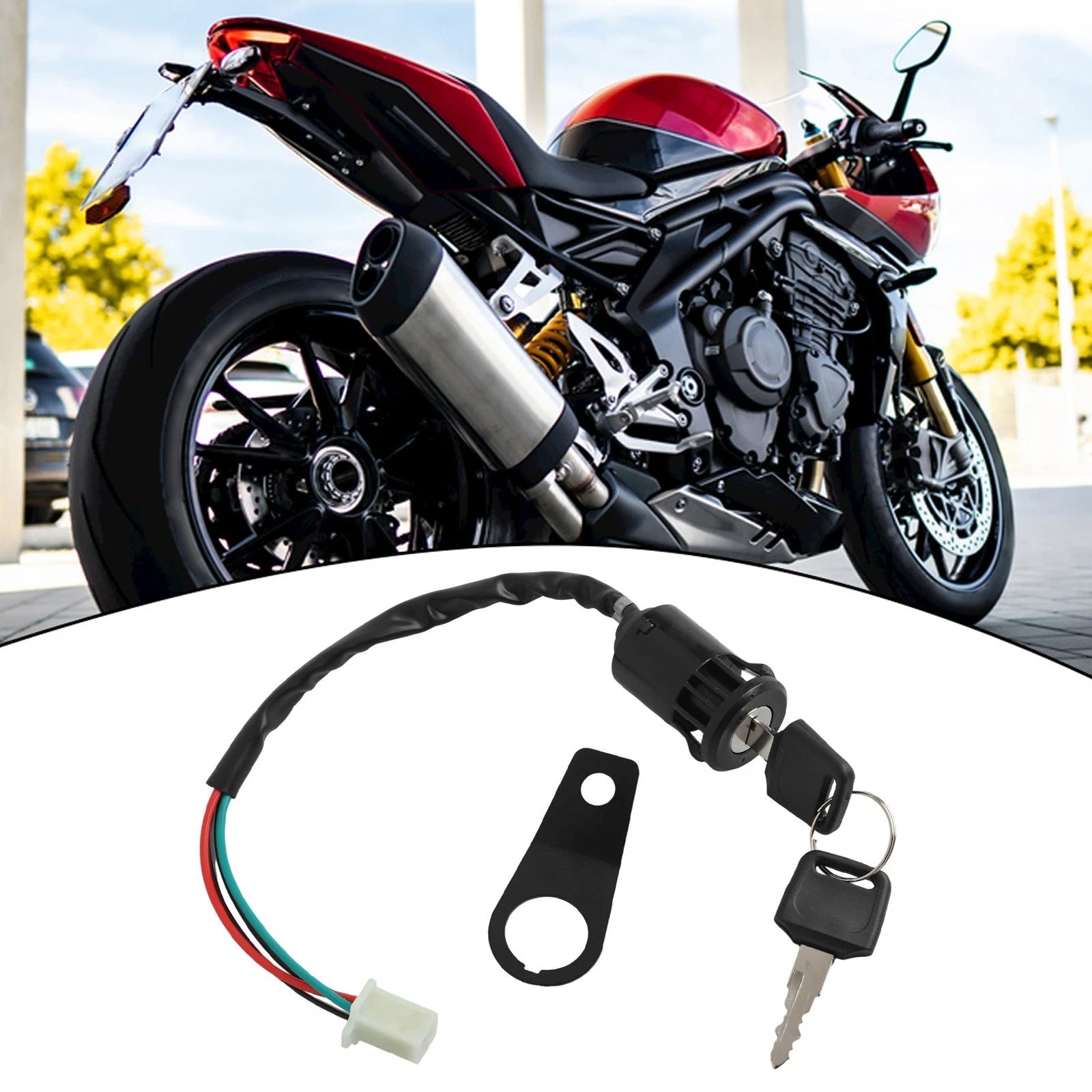 Ignition Switch Lock Key with Bracket for Motorcycles and ATVs (Various)