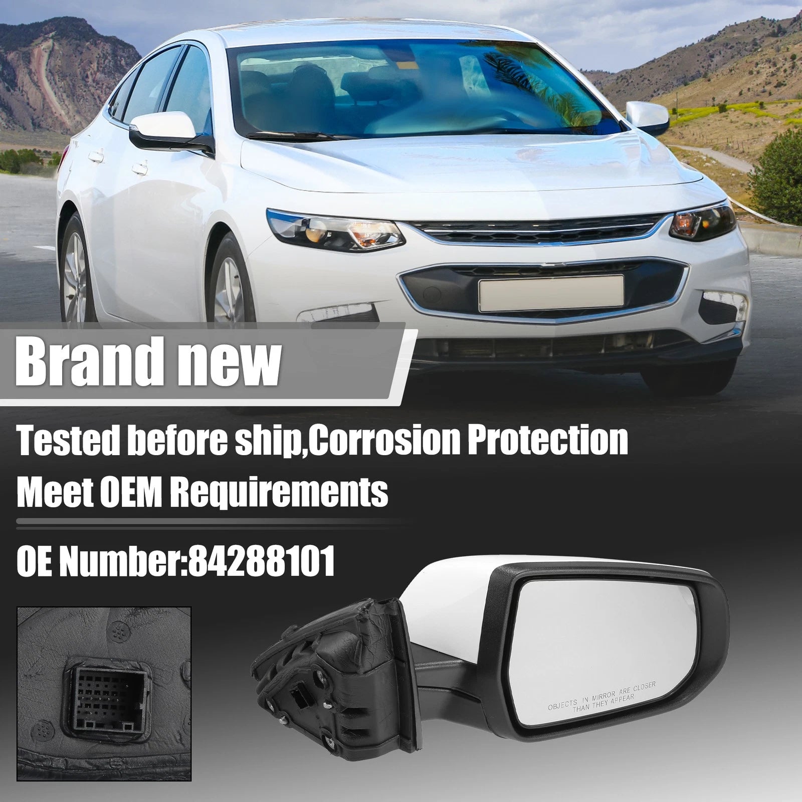 Exterior Door Mirror Assembly Right Side Replacement for Chevrolet Malibu Hybrid (2017–2018)