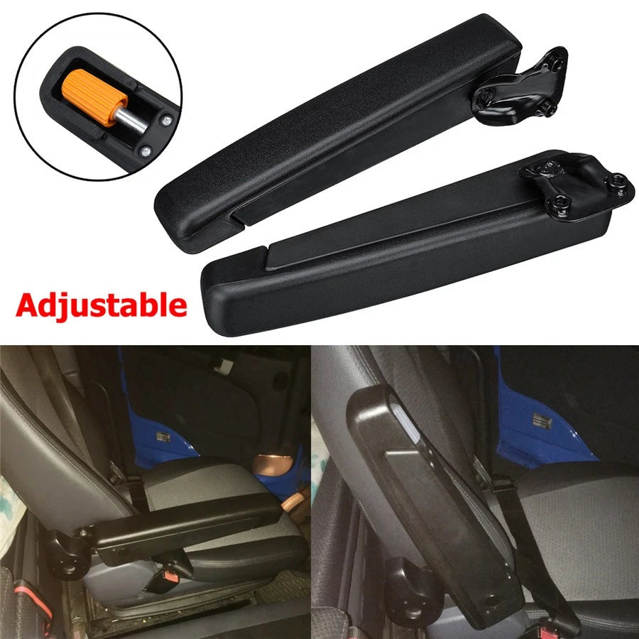 Set of 2 Adjustable Black Seat Armrests for RV Van Boat Truck Car