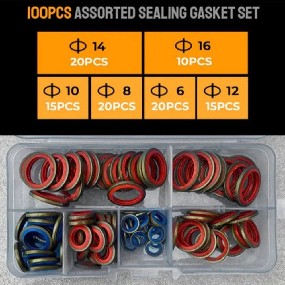 Set of 100 Assorted Sealing Gaskets M6 - M30