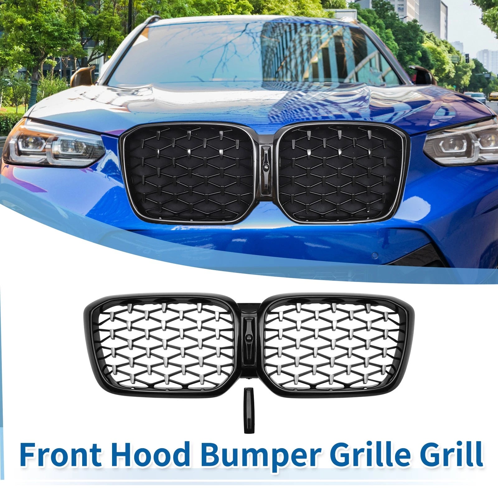 Front Upper Bumper Grille Grill for BMW X3 G01 (2020–2023) Half Chrome