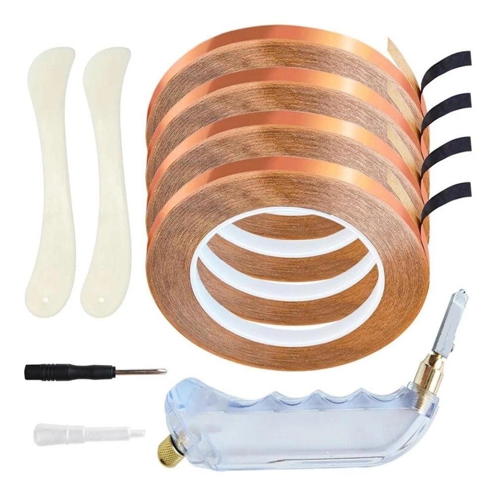 Glass Cutter Tool Kit with 4 Rolls Copper Foil Tape and Scrapers