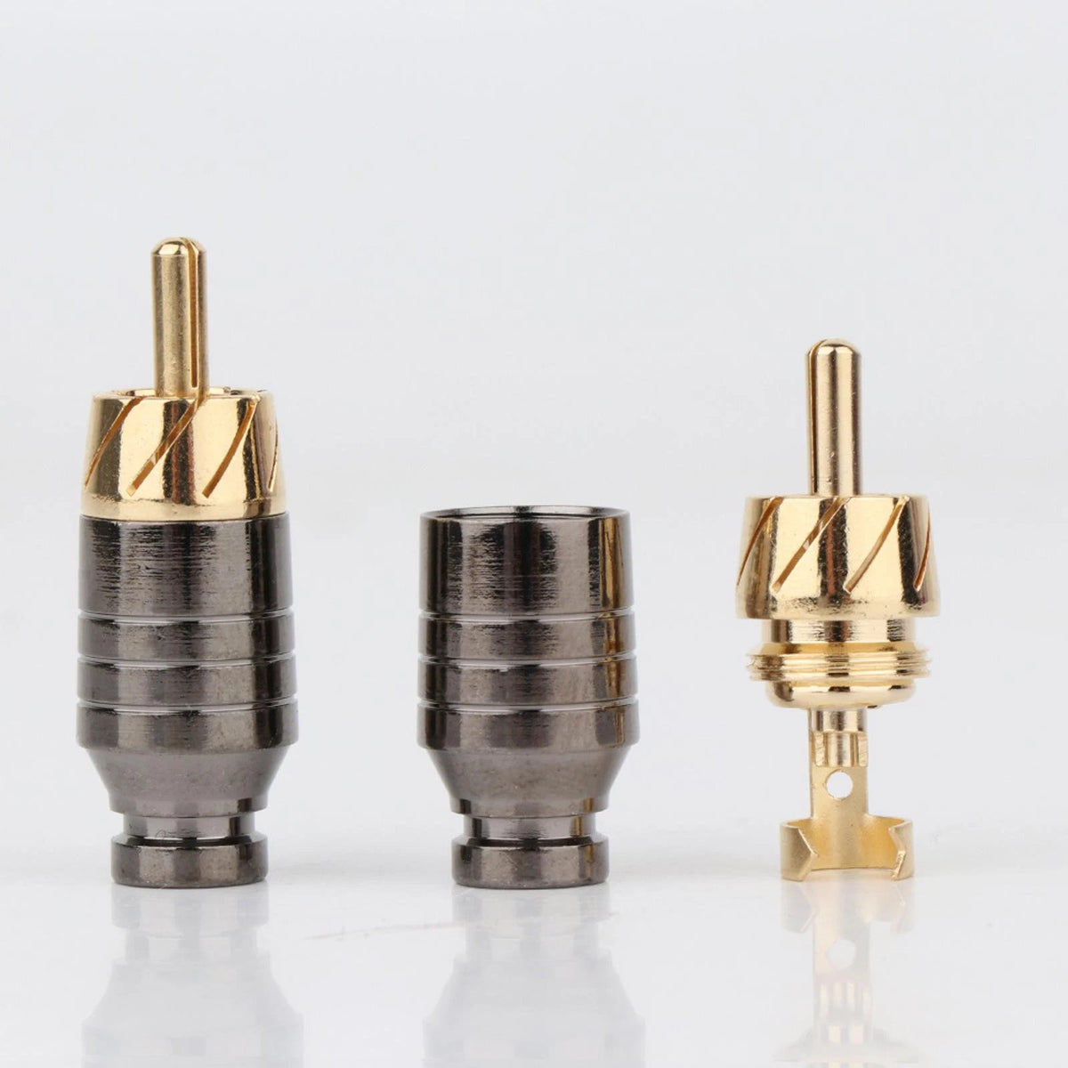 Set of 4 Copper RCA Plug Gold Plated Audio Video Adapter Connectors