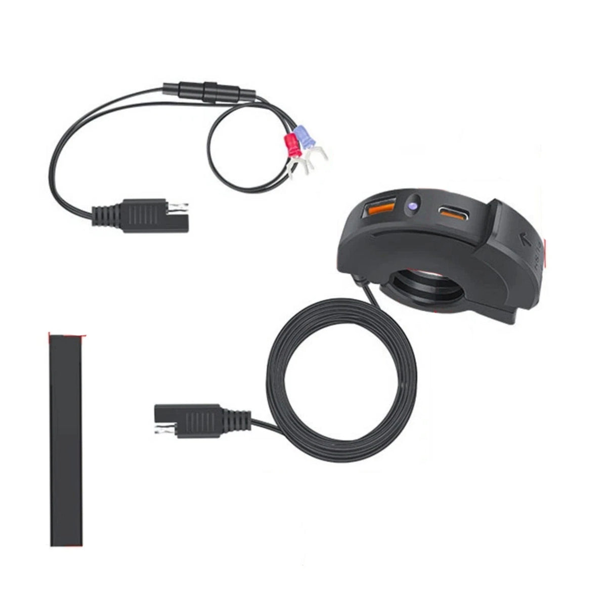 Dual USB A C Fast Charging Handlebar Mount Charger for Motorcycle