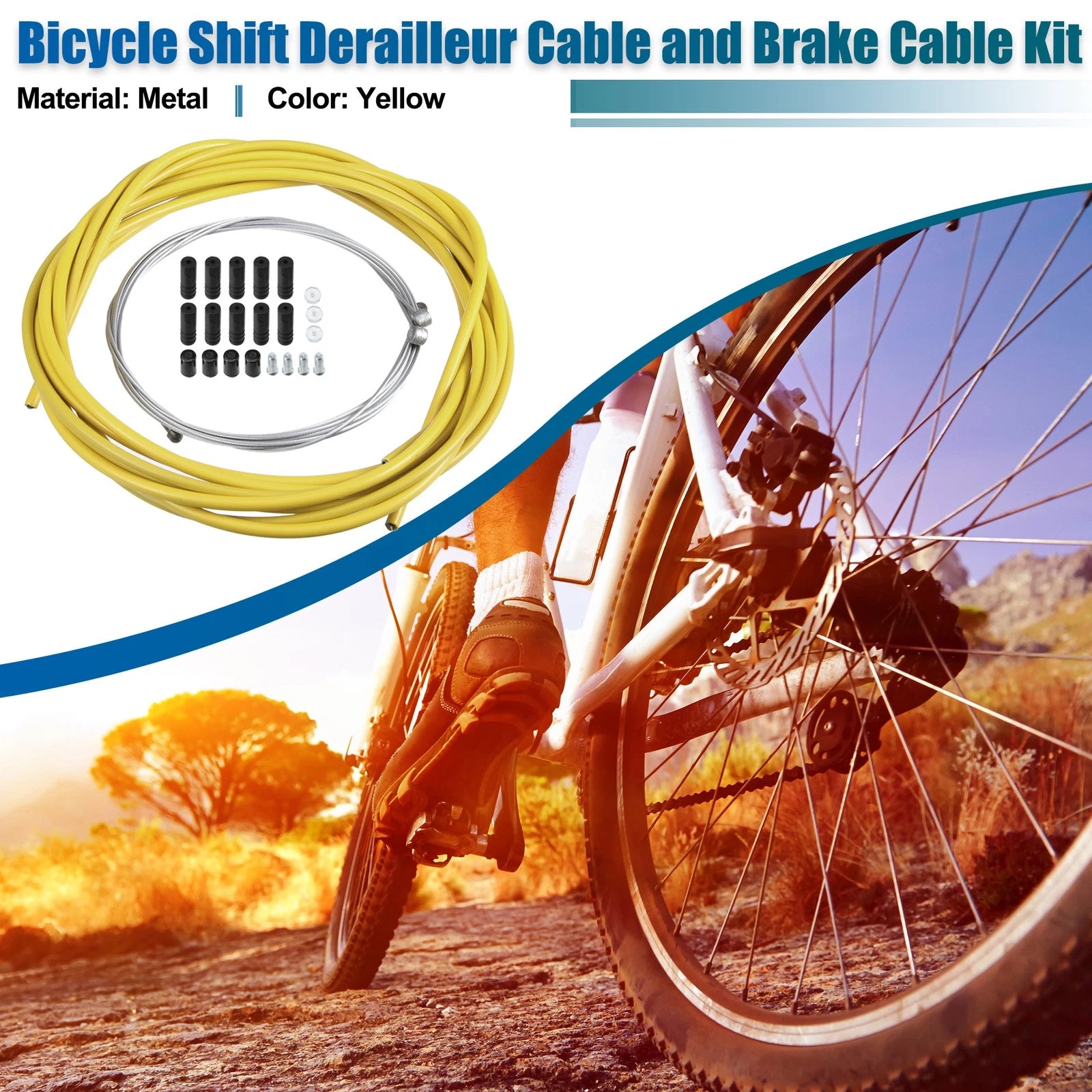 Bicycle Cable Kit Universal Shift and Brake for Yellow (Not for Car)