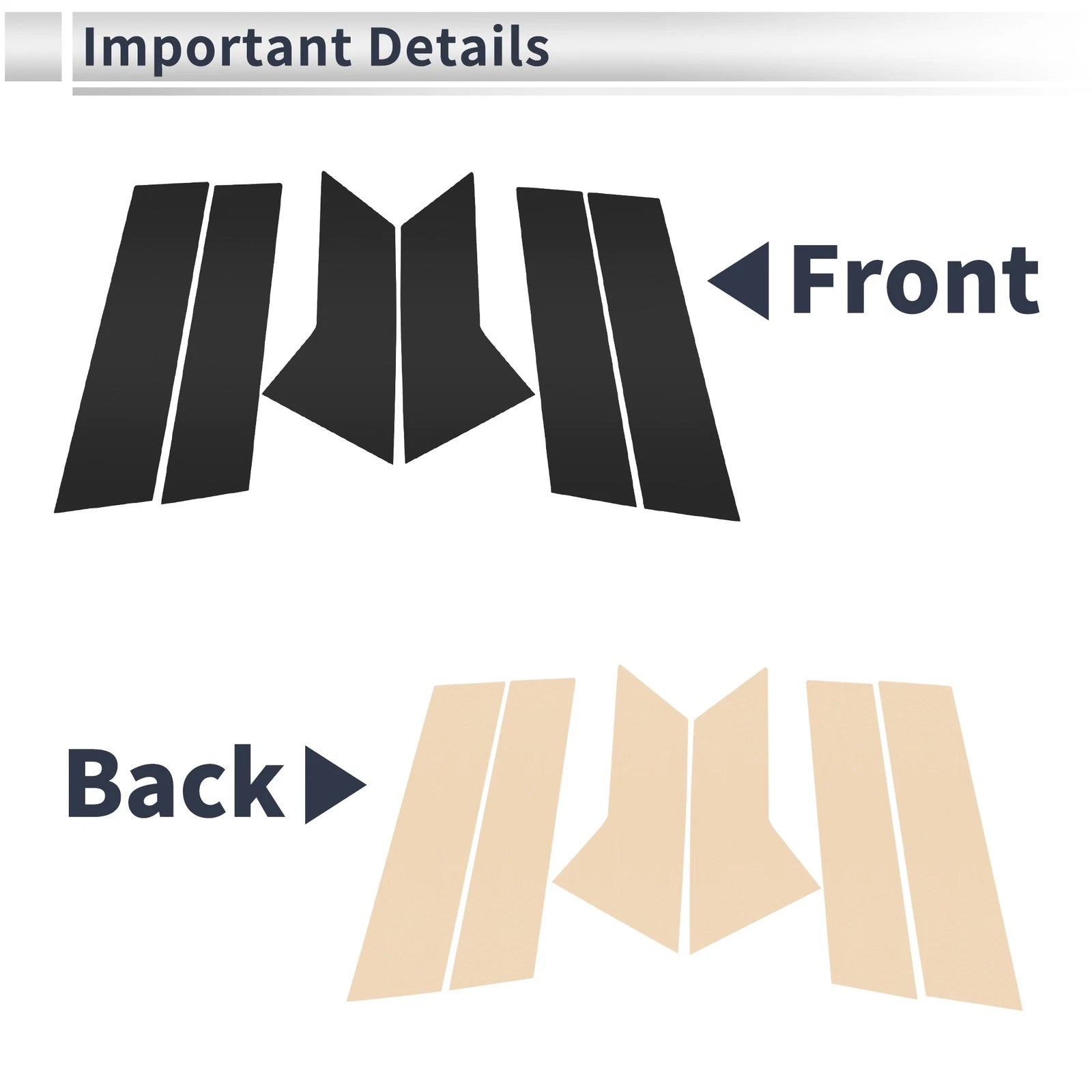 6 Pcs Door Pillar Window Trim Replacement for Mazda CX3 (2015–2021) Black