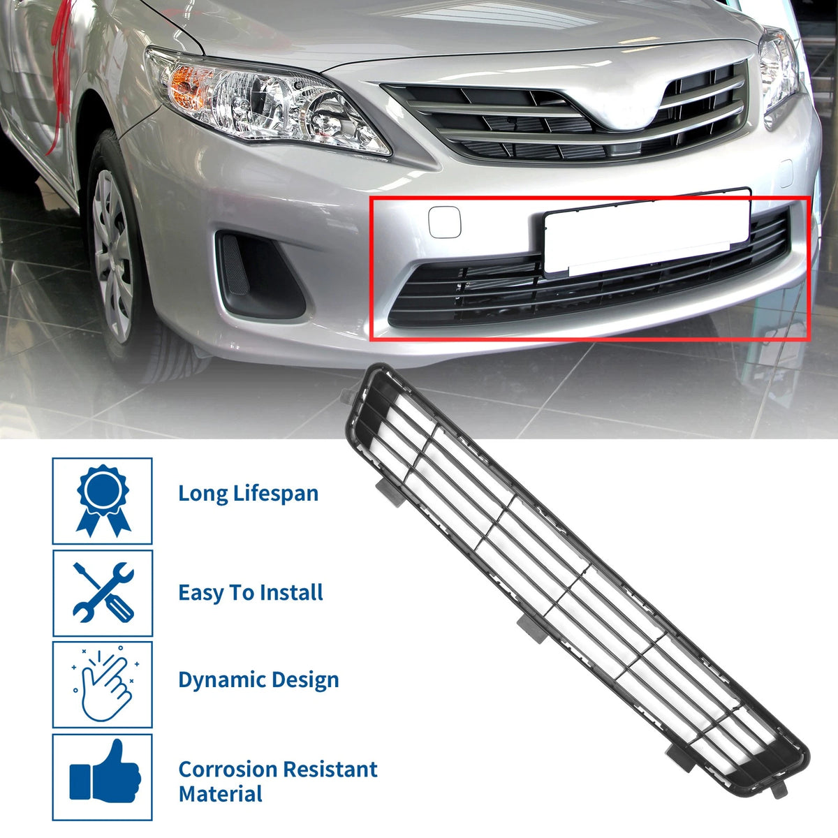 Front Hood Bumper Grille Grill for Toyota Camry (2010–2011) Black