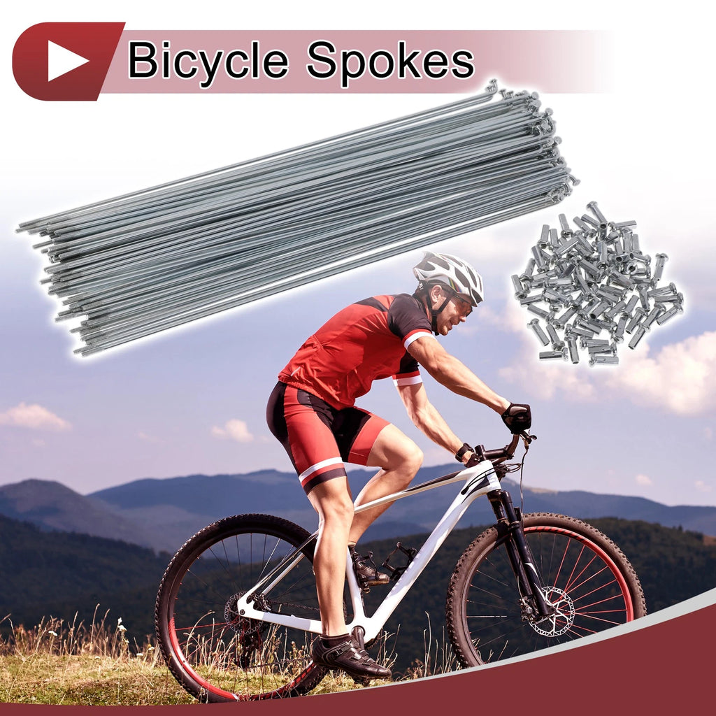 Bicycle Spokes Set 232mm Carbon Steel Galvanized for 14G Wheel (72 Pack)