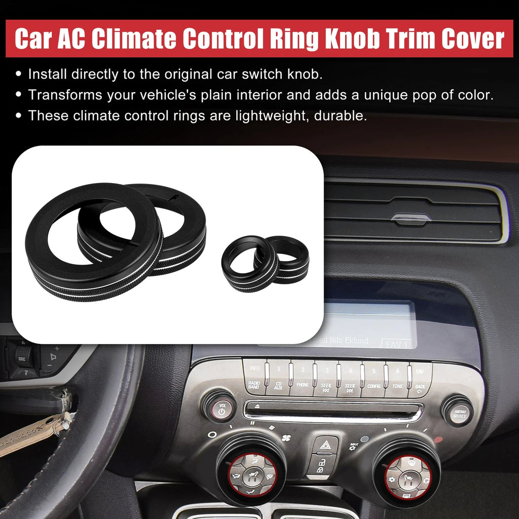 4pcs Center Control Ring Knob Cover Replacement for Chevrolet Camaro (2010–2015)