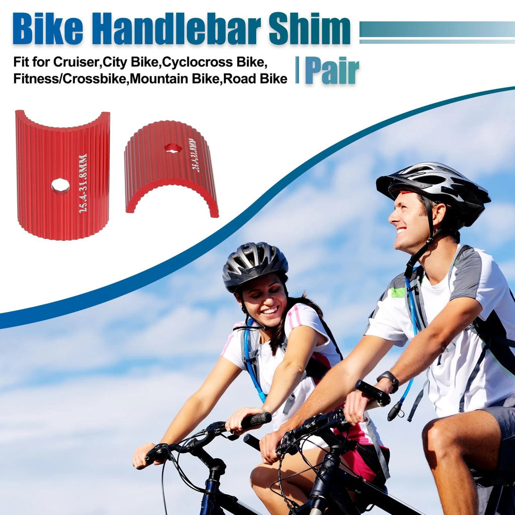 Handlebar Shims Pair Universal for Bicycle Stem Red (Fits 25.4mm)