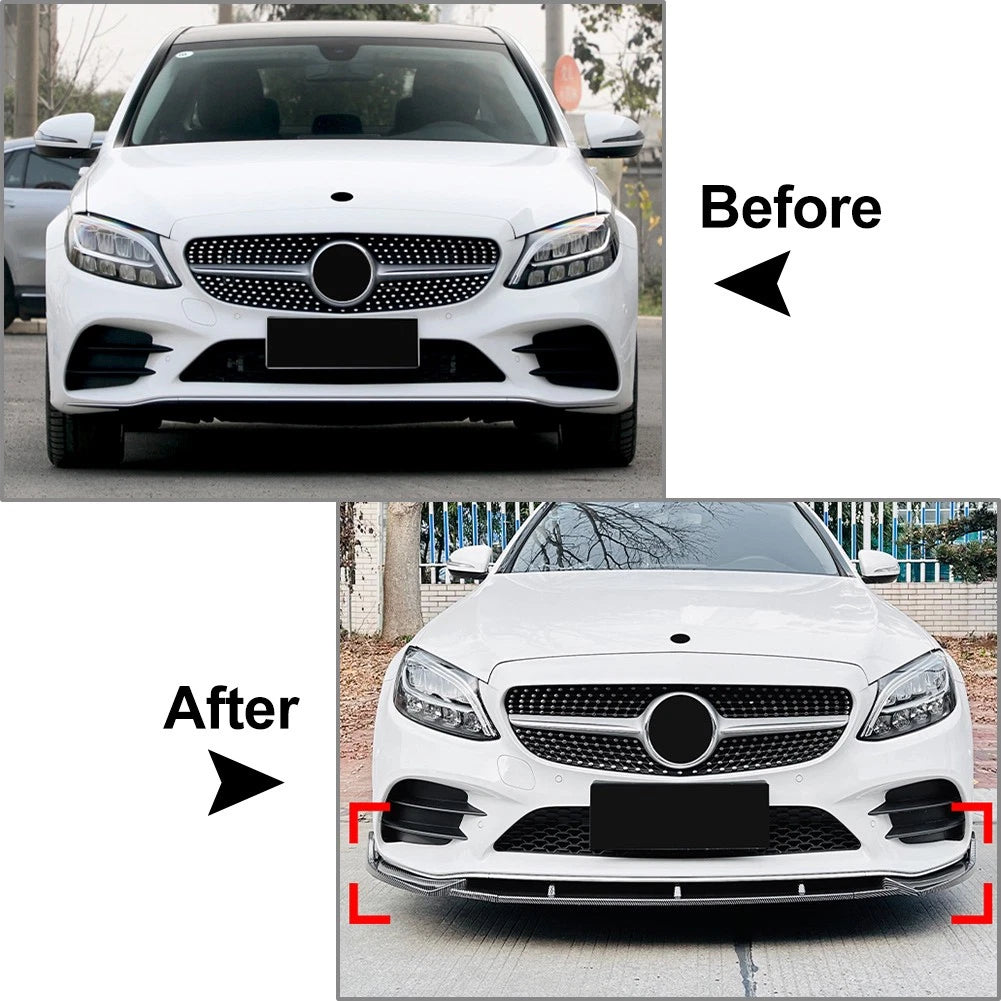 Front Bumper Spoiler Splitter Lip for Mercedes Benz C Class W205 (2019–2021)