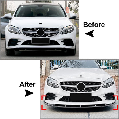 Front Bumper Spoiler Splitter Lip for Mercedes Benz C Class W205 (2019–2021)