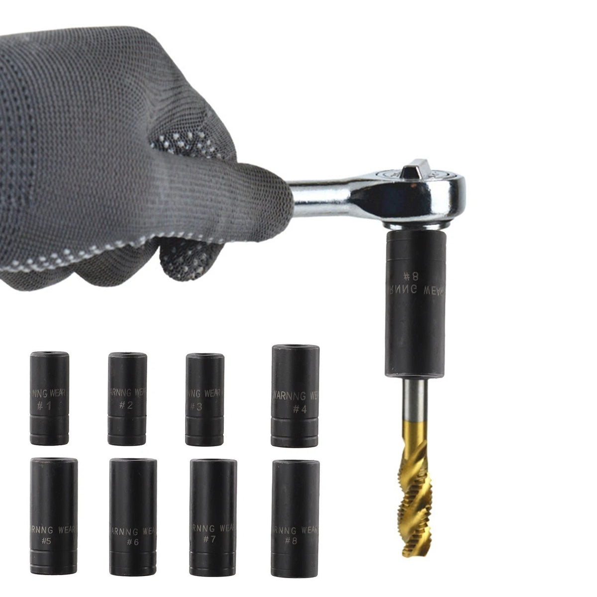 8 Piece Tap Socket Set for Precision Threading Tasks