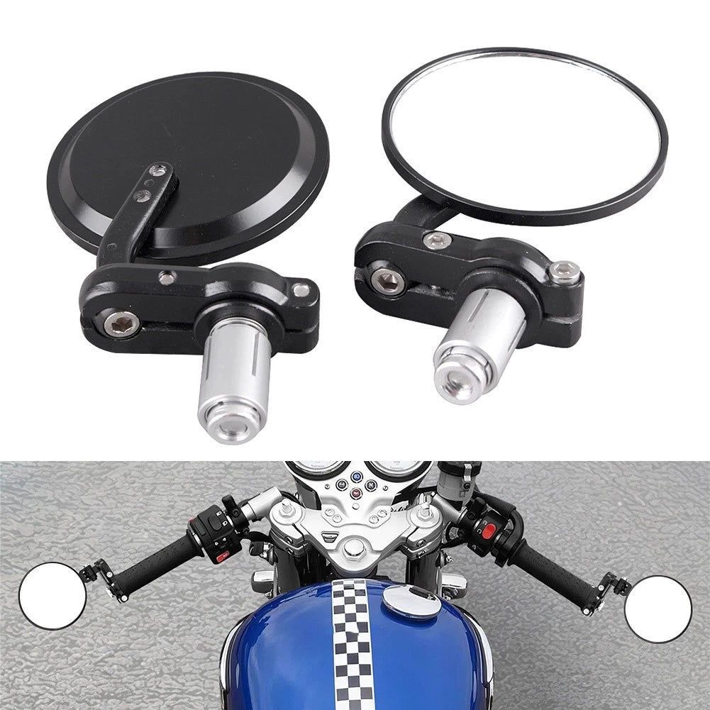 7/8" Handle Bar End Rearview Side Mirrors for Honda Yamaha Motorcycle (Universal)