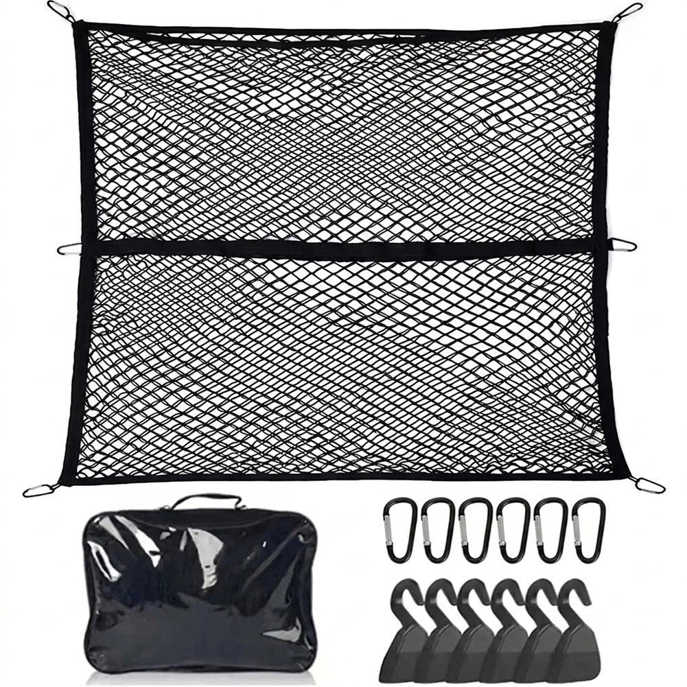 Elastic Cargo Net 120x120cm with 6 Hooks for Vans SUVs RVs