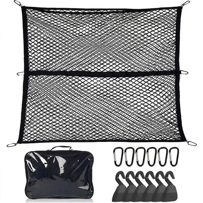 Elastic Cargo Net 120x120cm with 6 Hooks for Vans SUVs RVs
