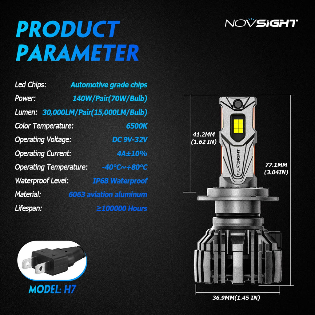2X H11 LED Headlight Bulbs Conversion Kit 6500K 30000LM for
