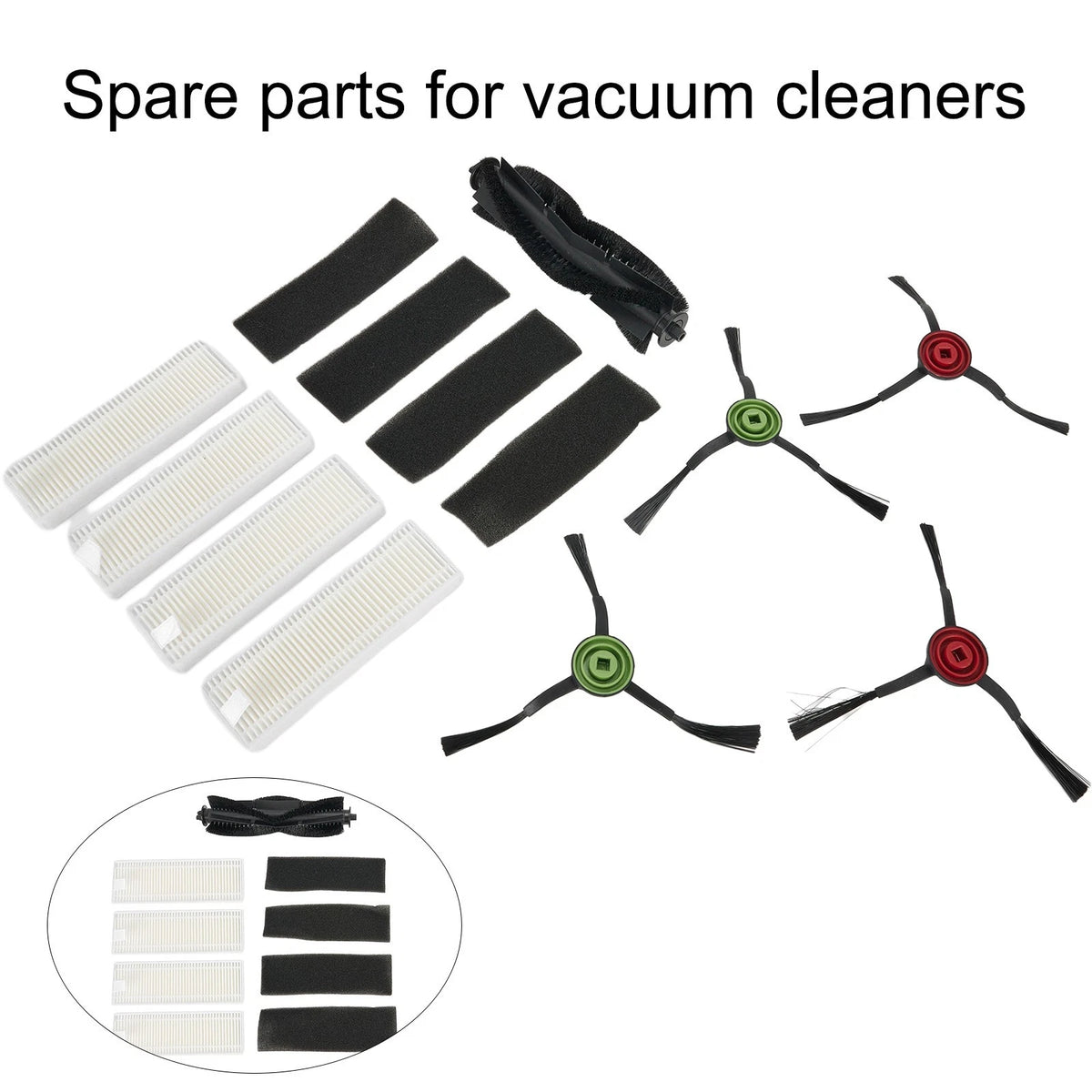 Set of 3 Side Brushes & Filter & Roll Brush for Lubluelu SG60 Robot Vacuum