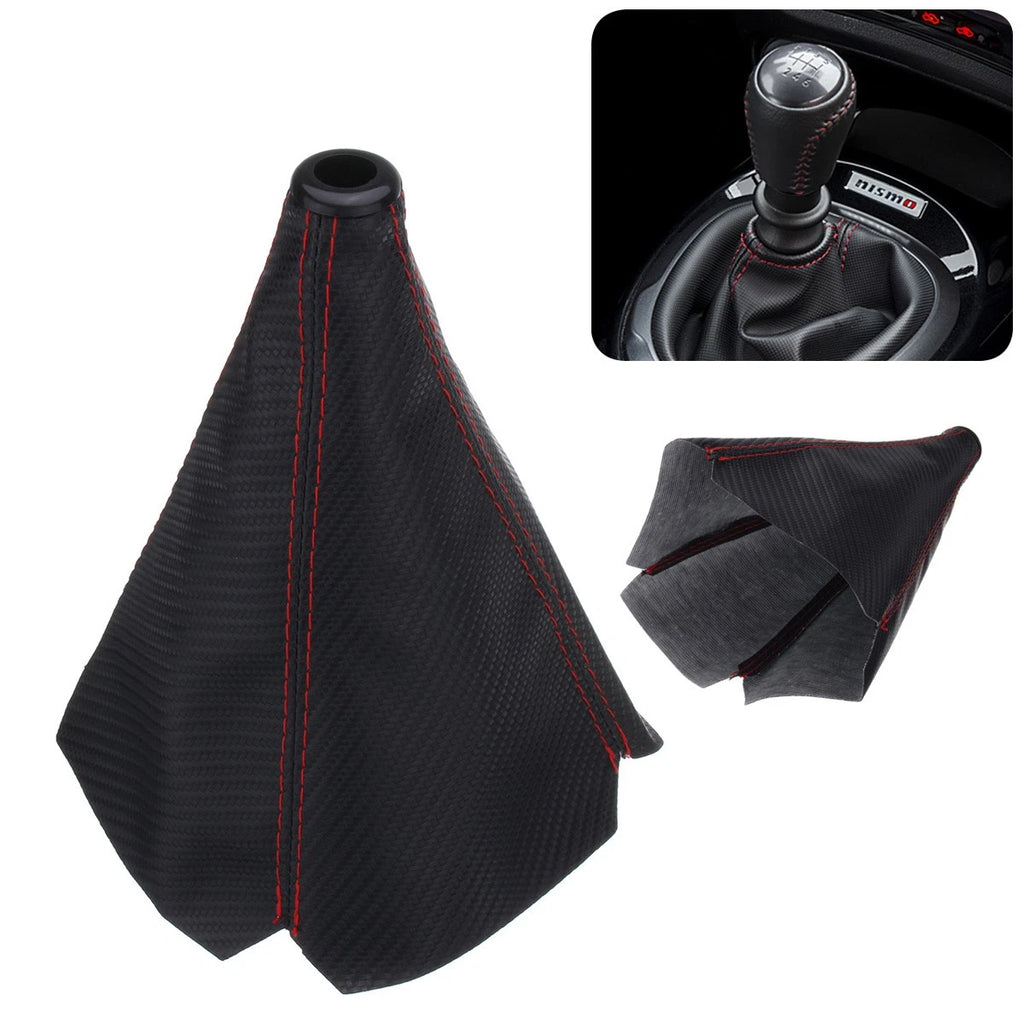 Gear Cover Shifter E for - Carbon Fiber Look, Red Stitch