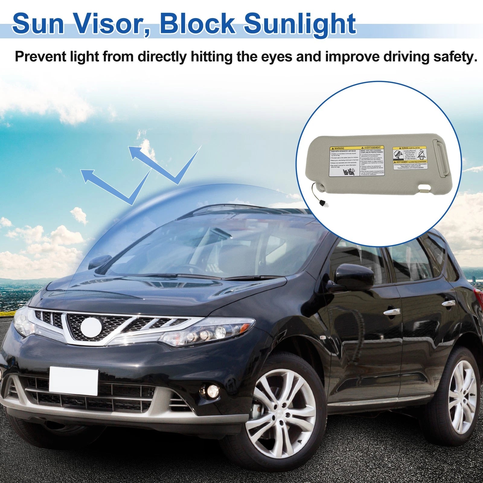 Left Side Sun Visor for Nissan Murano (2009–2014) Replace No. 96401-1AA1B Beige