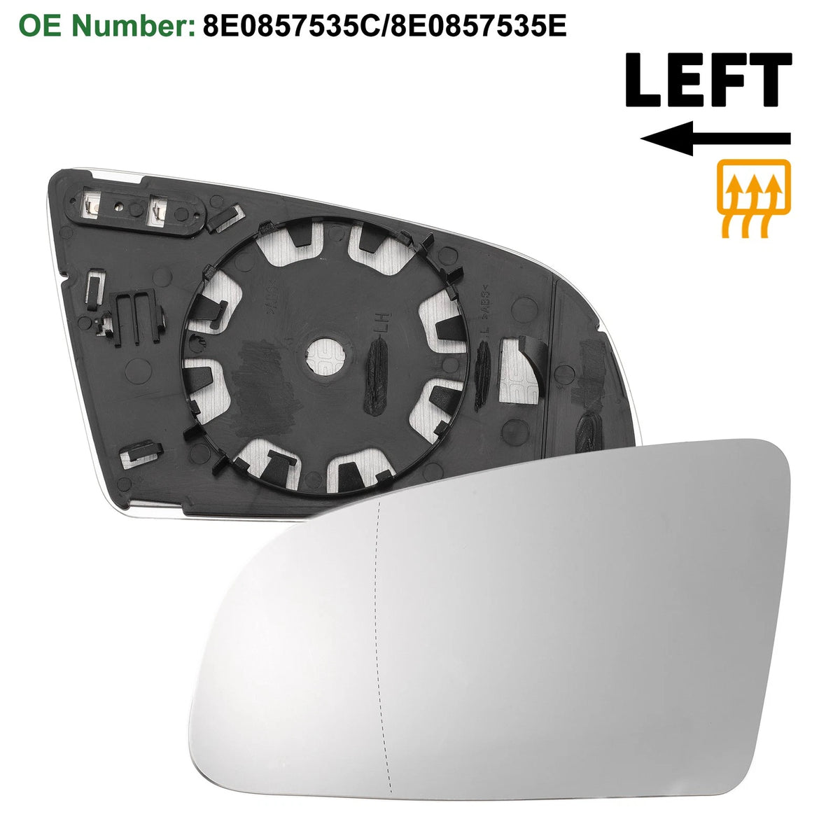 Heated Left Side Mirror Glass Replacement for Audi A3 A4 A6 (2003–2008)