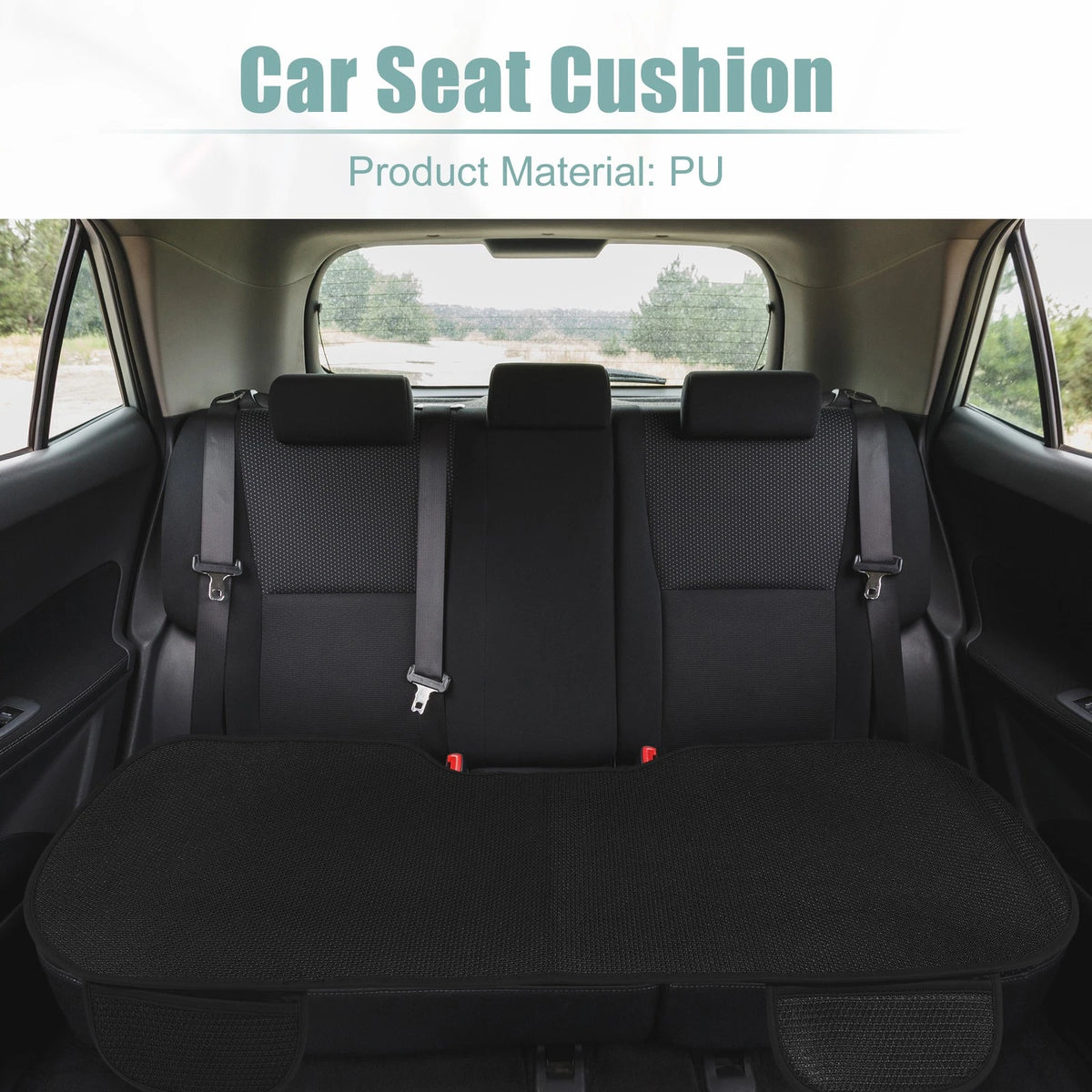 Back Seat Cushion for Universal Cars (Black PU Leather)