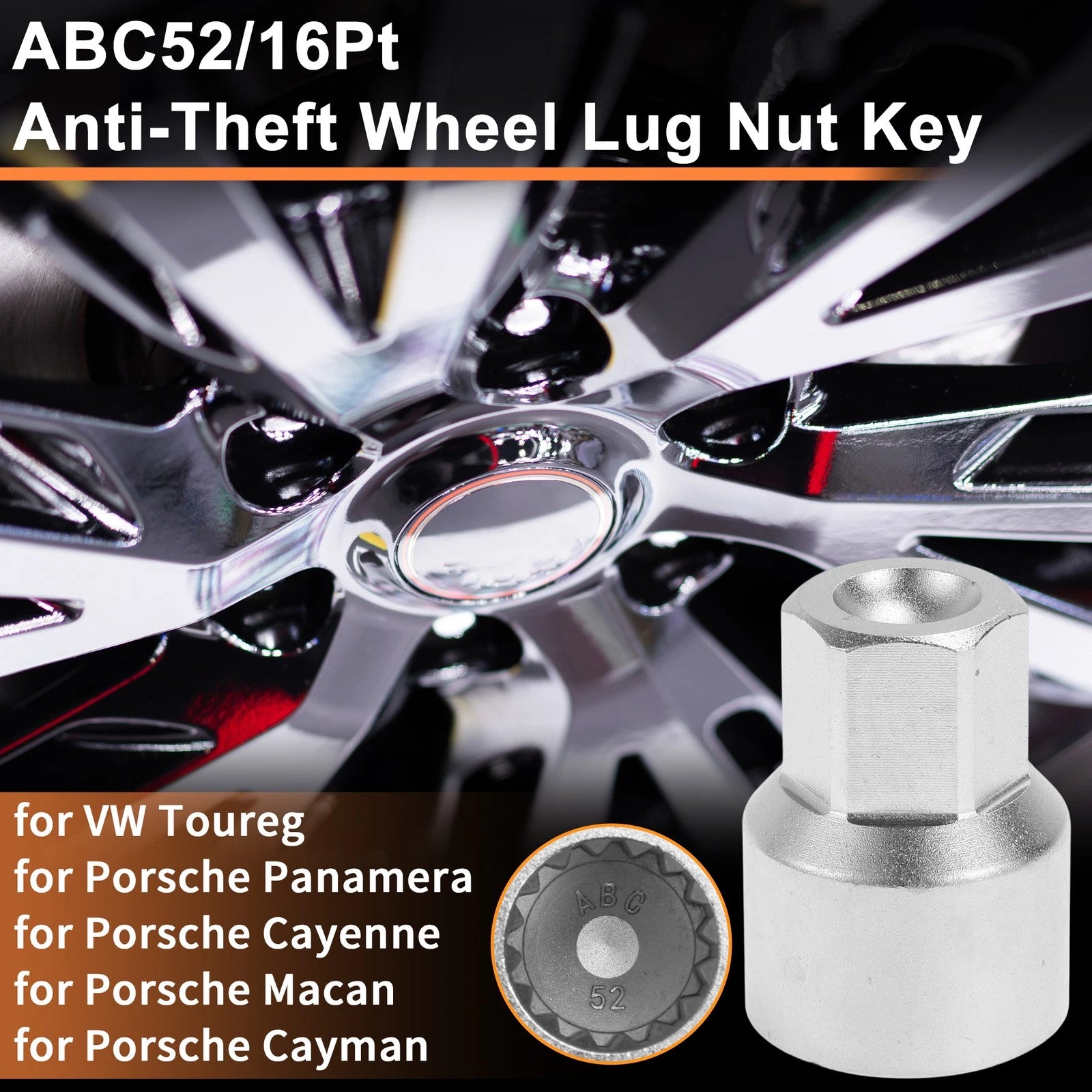 Wheel Lock Lug Nut Key Socket Tool for VW Touareg (2004–2018)