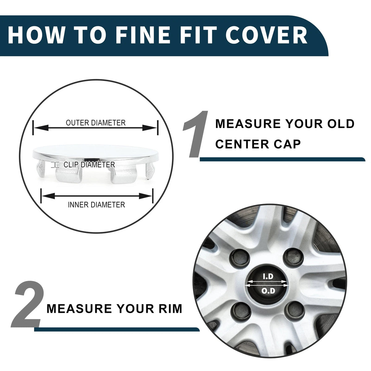 Set of 4 Wheel Center Hub Caps for (51mm, Silver Tone)
