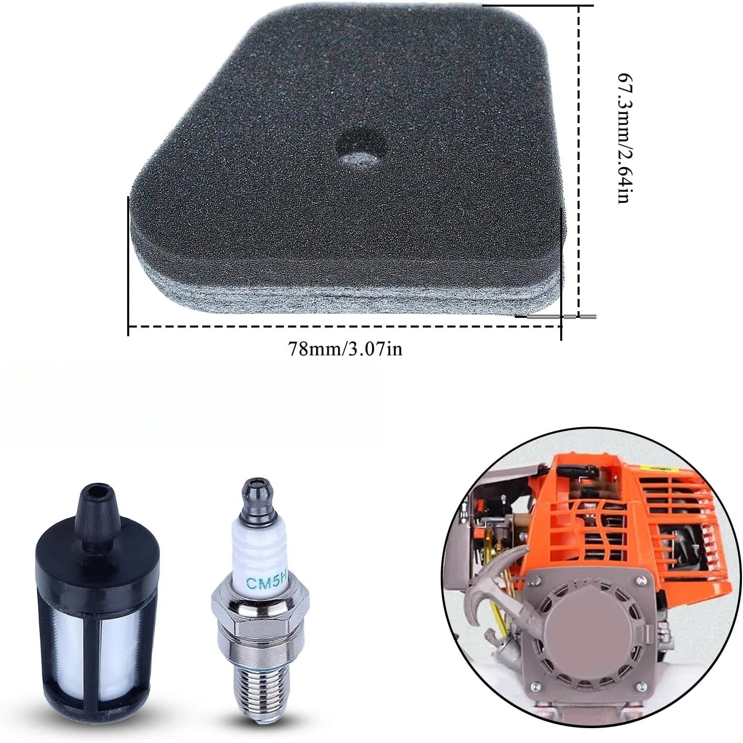 Engine Filter Set for Trimmer Parts Kit (Nickel Construction)