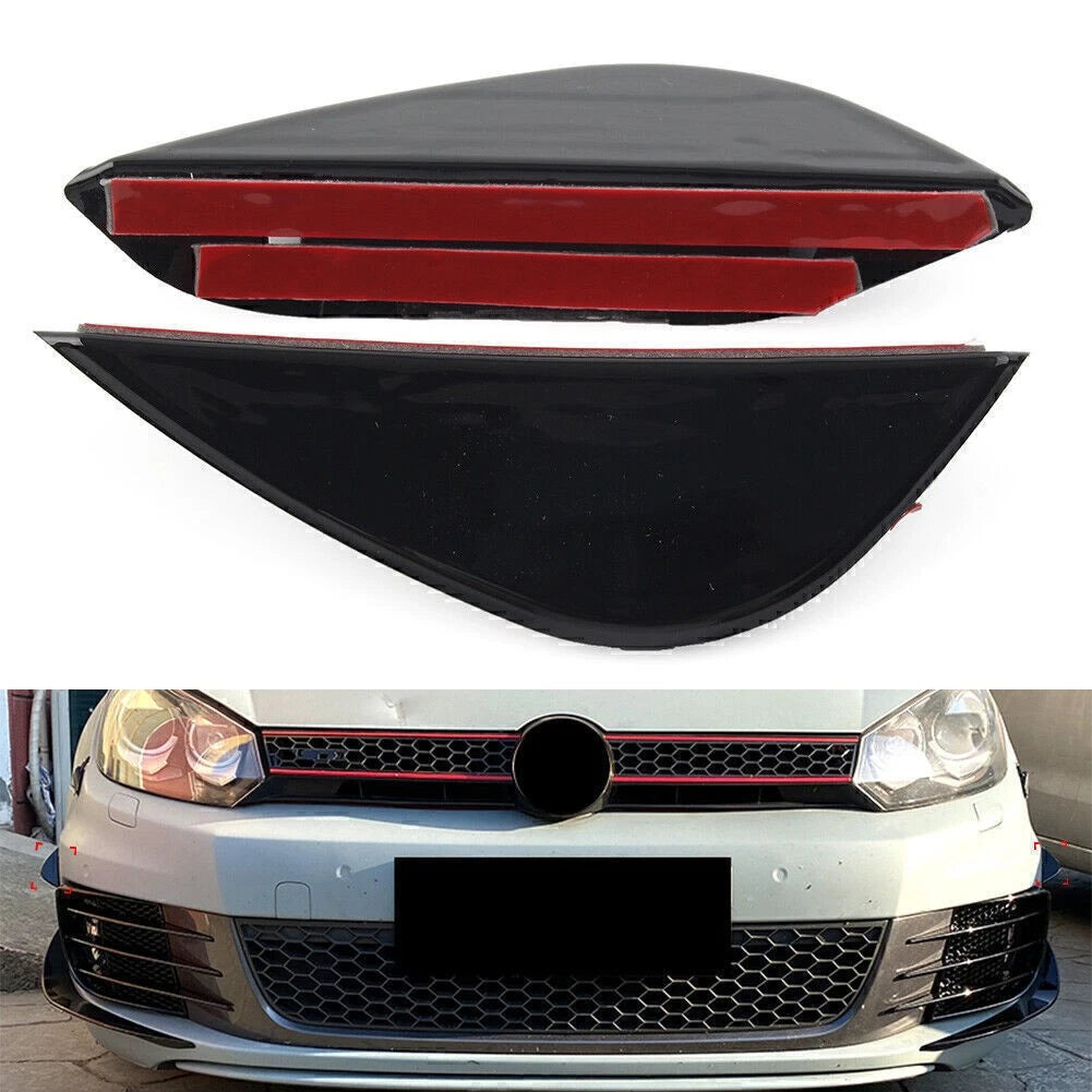 Front Bumper Lip Splitter Spoiler Side Canards Fit VW Golf 6 MK6 GTD 2008-13