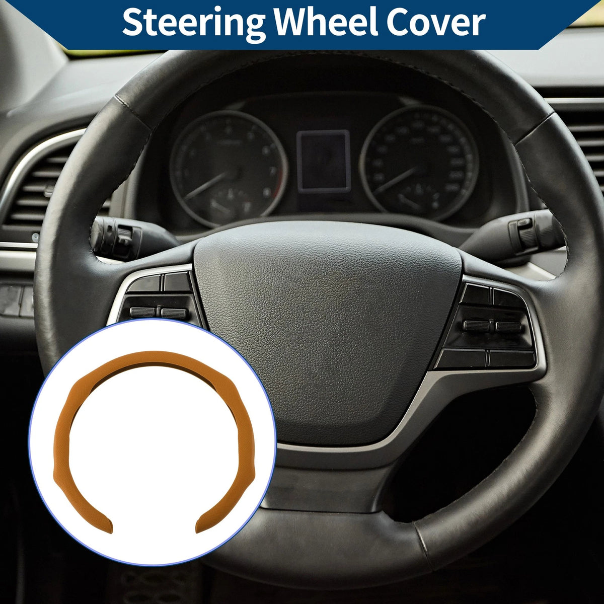 Steering Wheel Cover for Car (14.96", Brown)