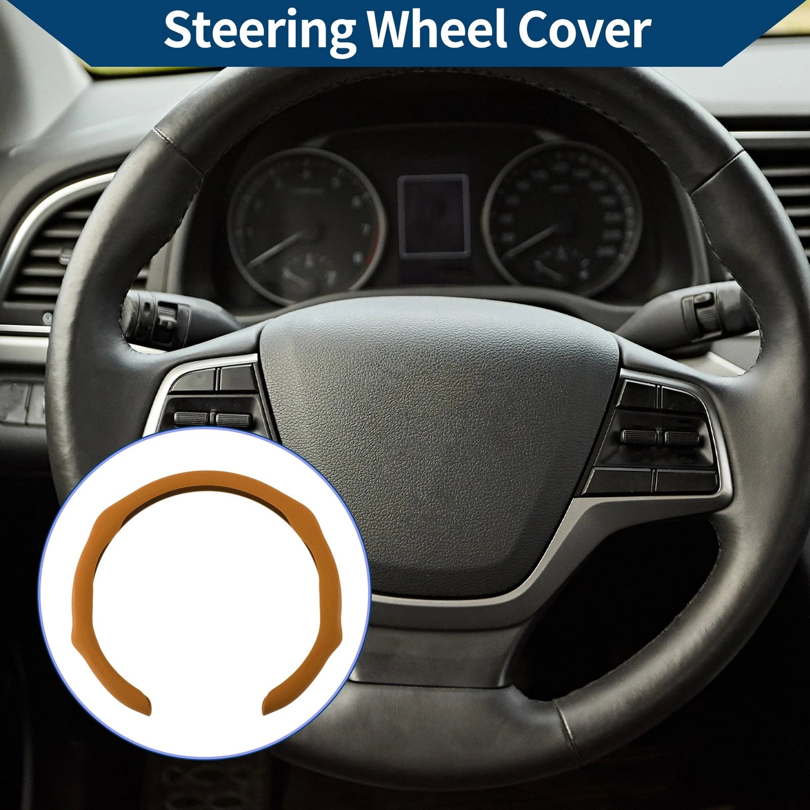 Steering Wheel Cover for Car (14.96", Brown)