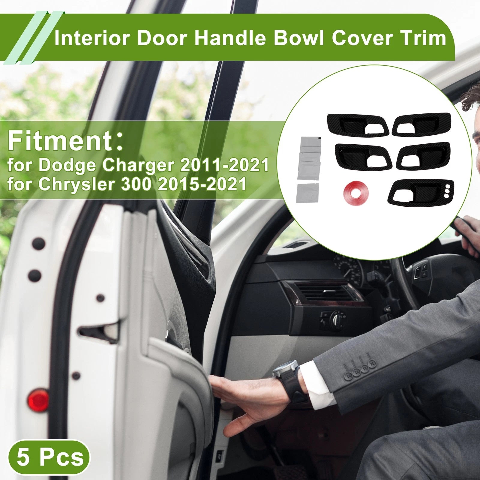 Interior Door Handle Bowl Cover Trim Replacement for Dodge Charger (2011–2021)