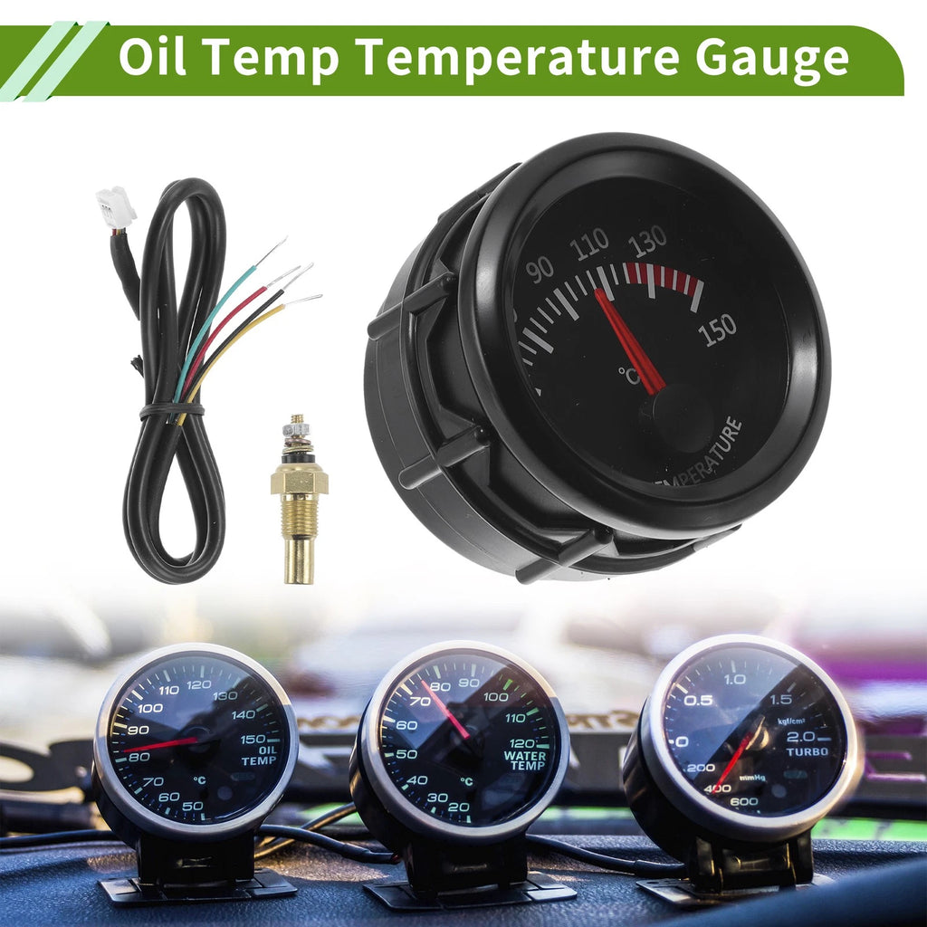 2" 52mm Oil Temp Gauge Meter Kit with Sensor for Universal Applications