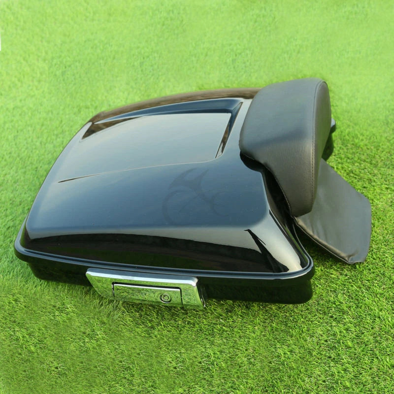 Black Razor Trunk Backrest Pad Base Plate for Harley Touring FLHX (2014–2026)