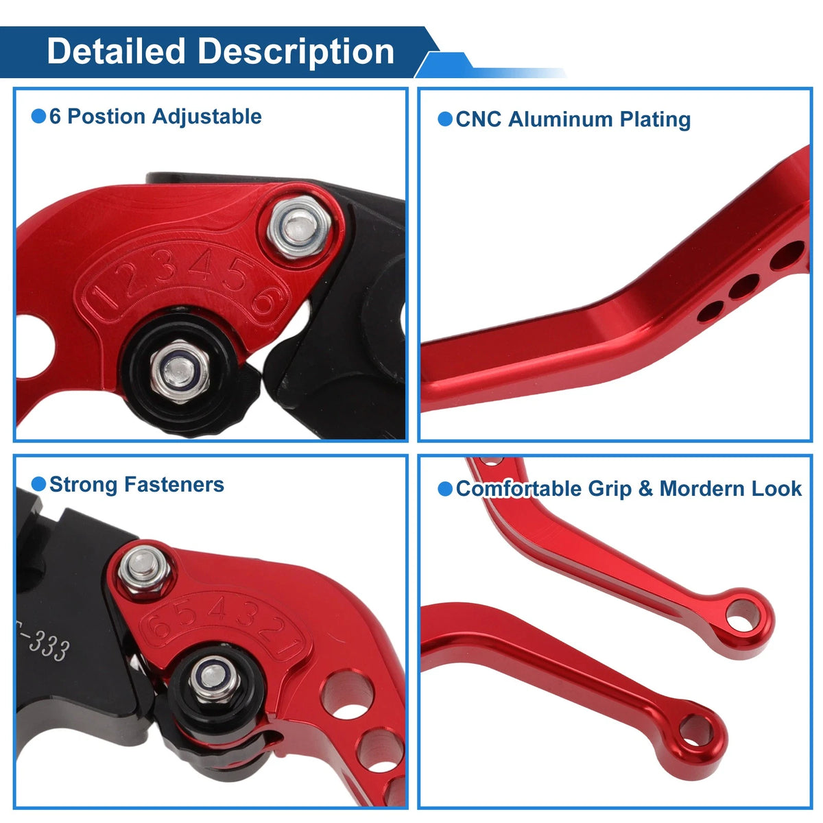 Adjustable Short Brake Clutch Lever for Triumph Tiger 1050/Sport (2007–2016) Red