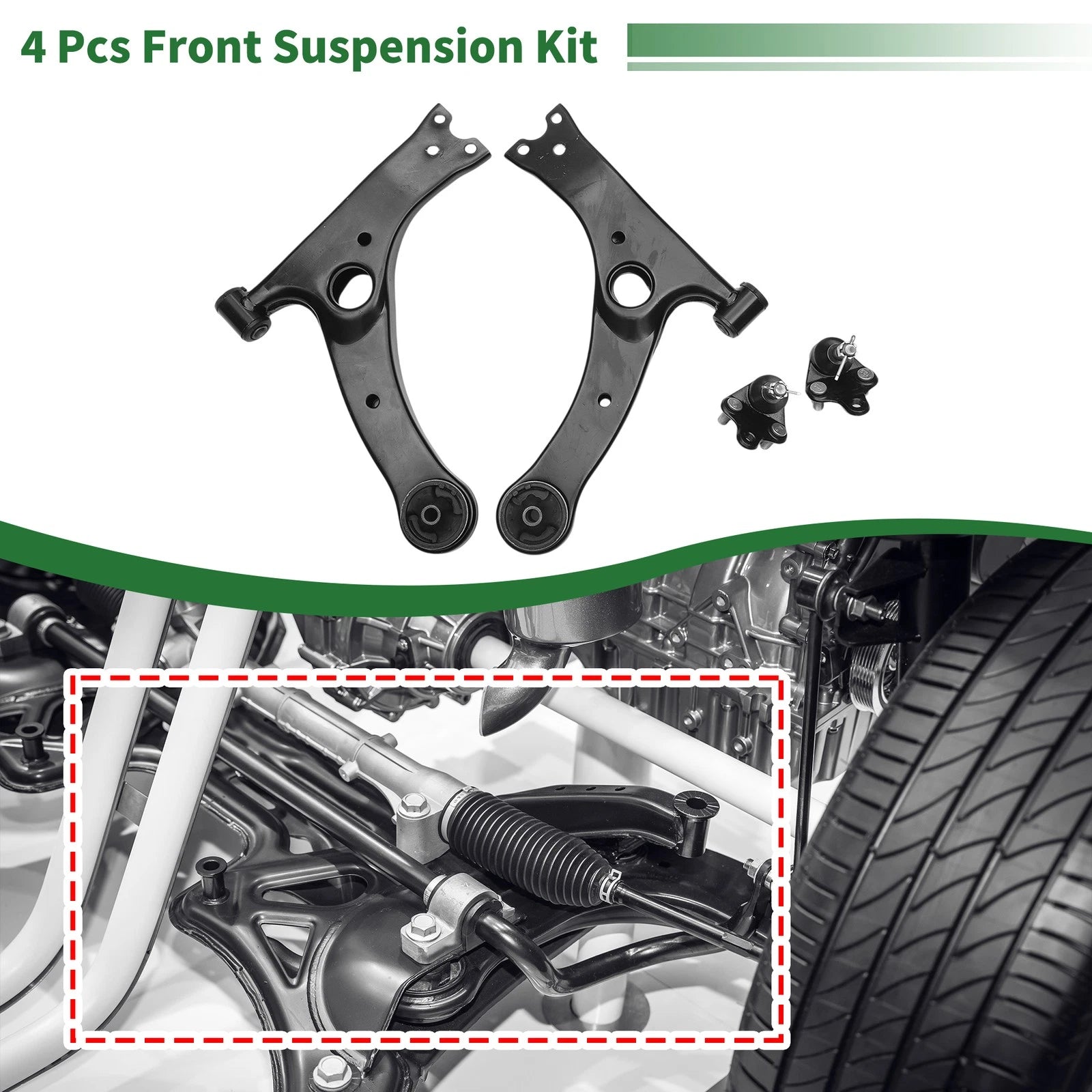 4 Pc Front Lower Control Arms Replacement for Toyota Celica (2000–2005)