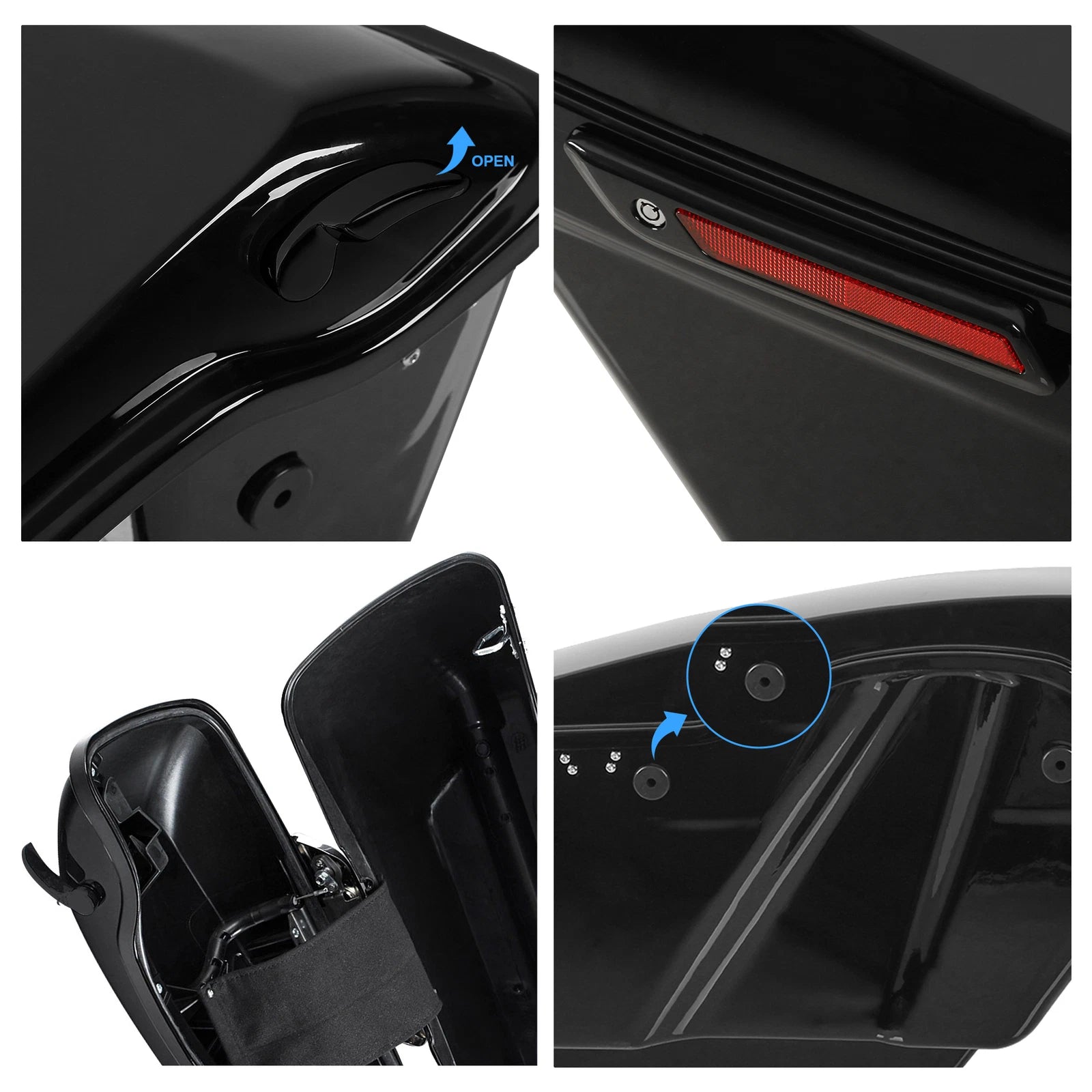 5" Stretched Hard Saddlebags for Harley Road Glide (2009–2013) LED