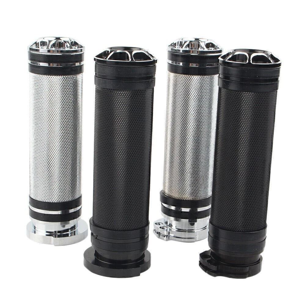 1" Billet Cut Handle Bar Hand Grips for Harley Sportster Touring Dyna Softail