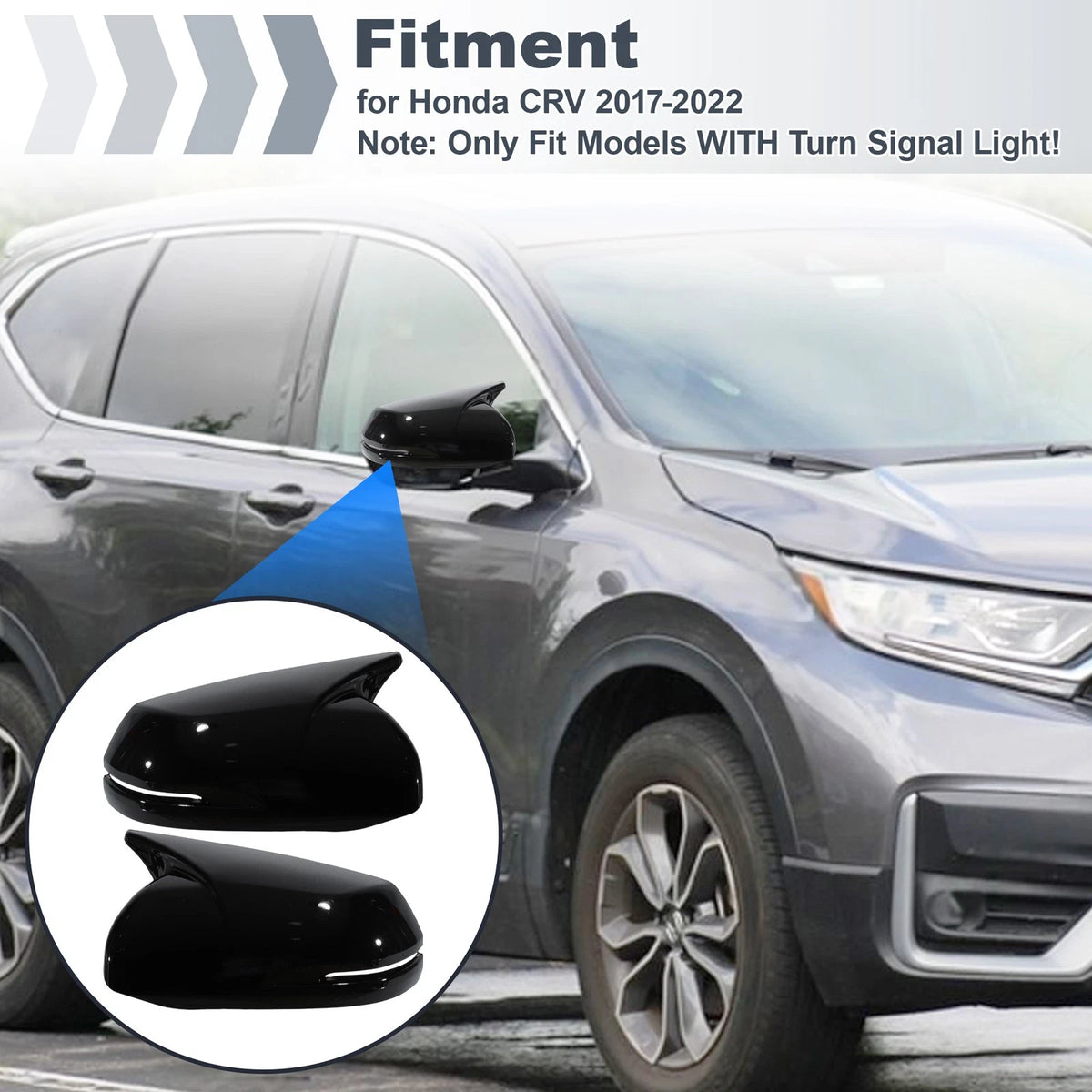 2PCS Rear View Mirror Cover Cap for Honda CRV (2017–2022)