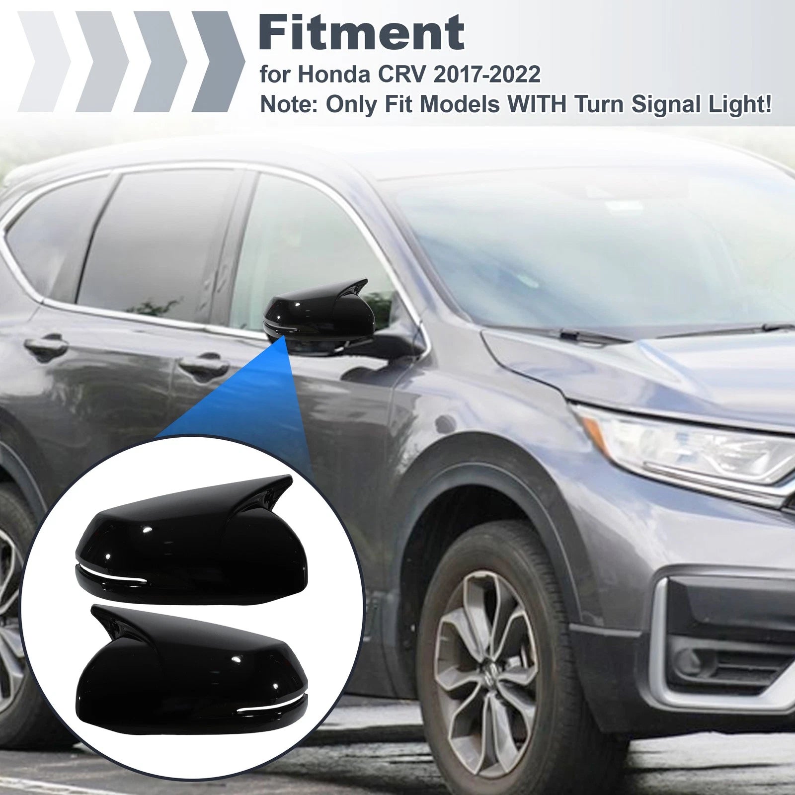 2PCS Rear View Mirror Cover Cap for Honda CRV (2017–2022)