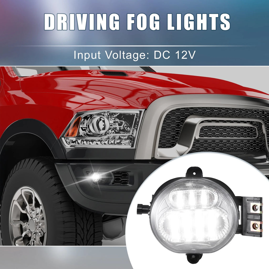Pair LED Fog Lights White for Dodge Ram 2500 (2019–2024)