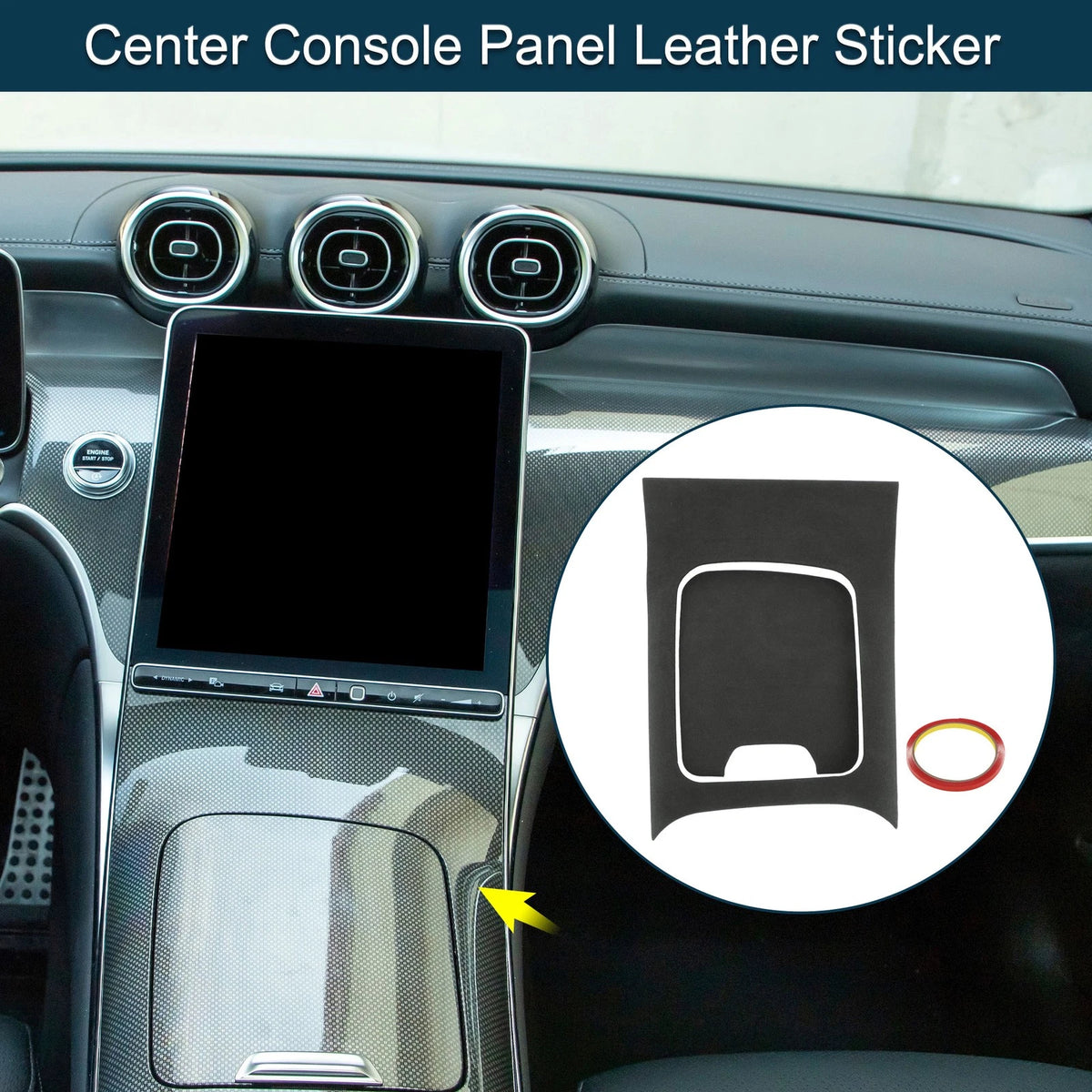 Center Console Panel Sticker Matte Black 1 Set for Mercedes-Benz GLC Class (2023–2025)