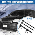 4 Pcs Front Inner Outer Tie Rod End Link Kit for Dodge Caravan (2001–2020)