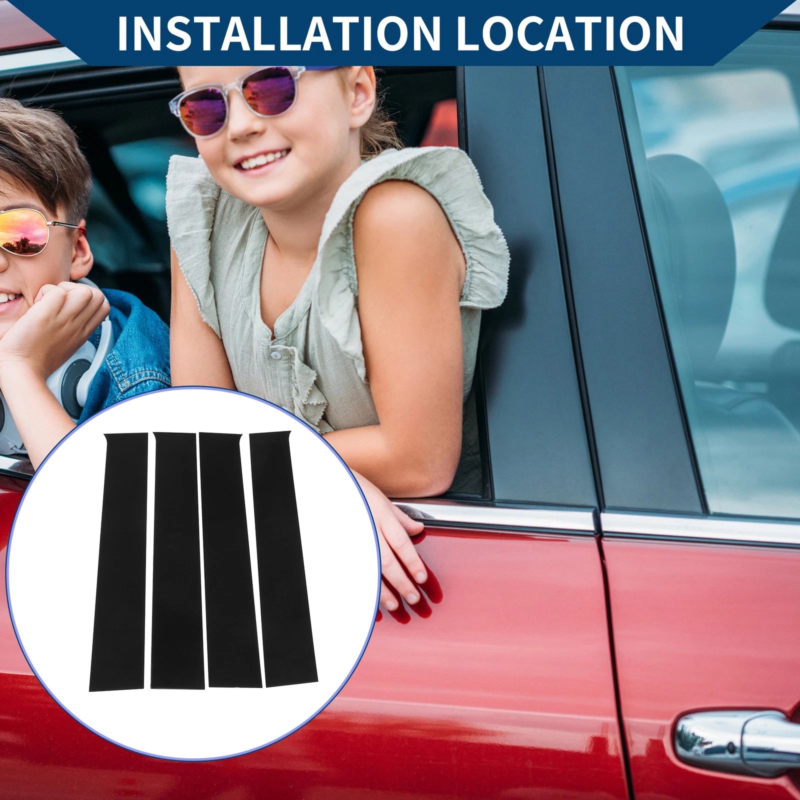 4 Pcs Car Pillar Window Trim Covers for Chevrolet Silverado 1500 (2014–2018)