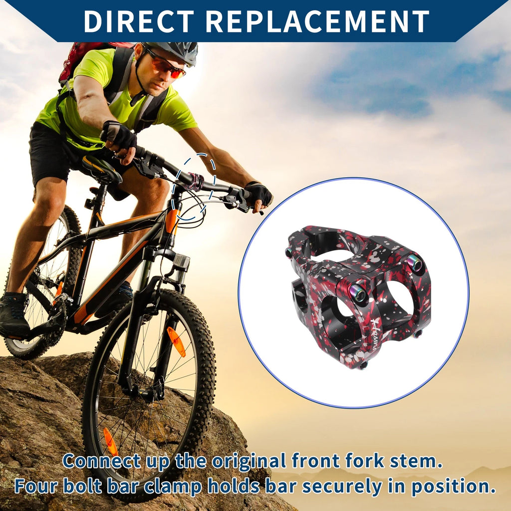 Adjustable Bike Stem Short Handlebar for Bike 35mm Stem Length (Red)