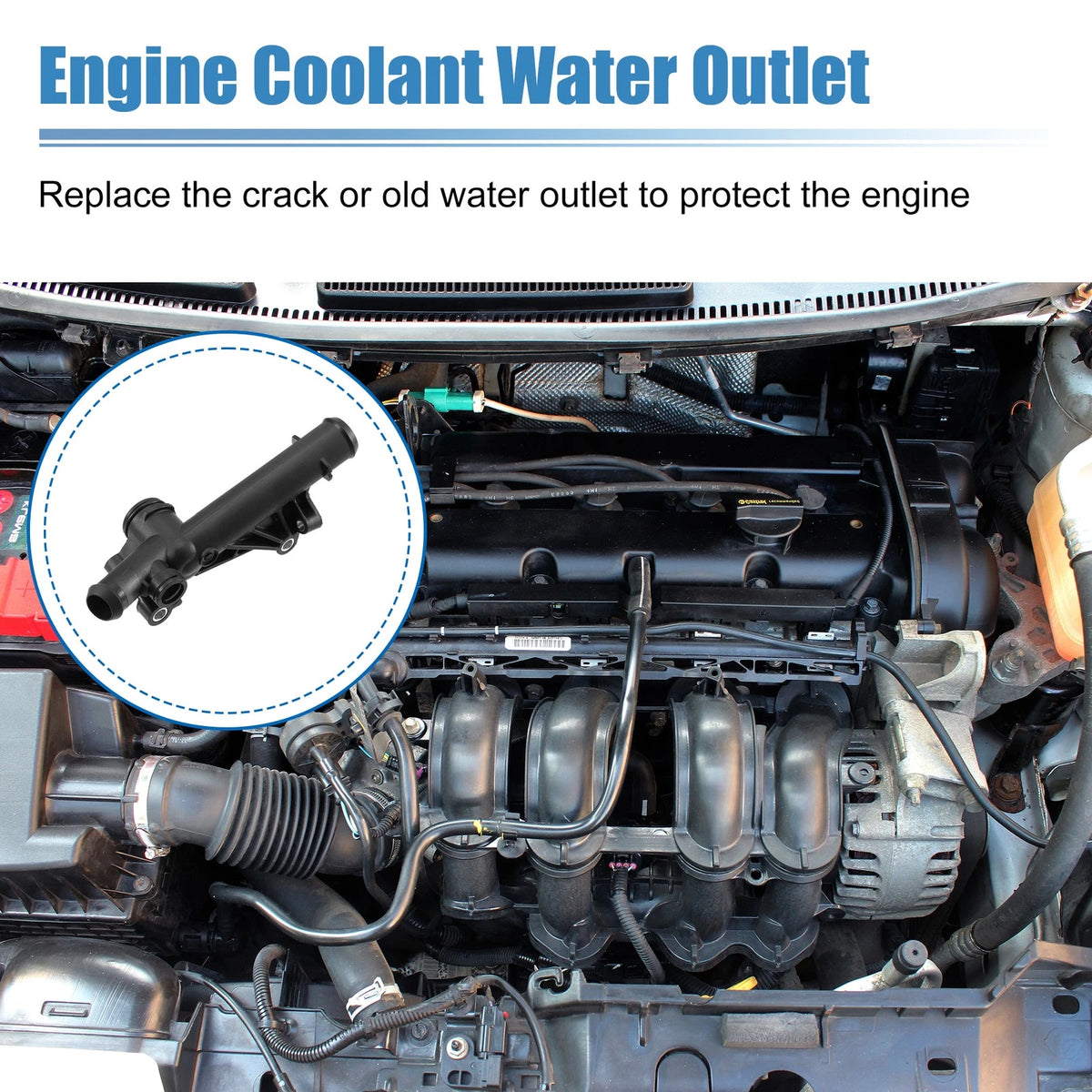 Engine Water Outlet Connector Adapter for Ford Escape Fusion Fiesta (2009–2019)