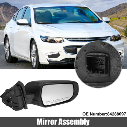 Exterior Door Mirror Assembly Right Side 3 Pin Black for Chevrolet Malibu (2016–2022)