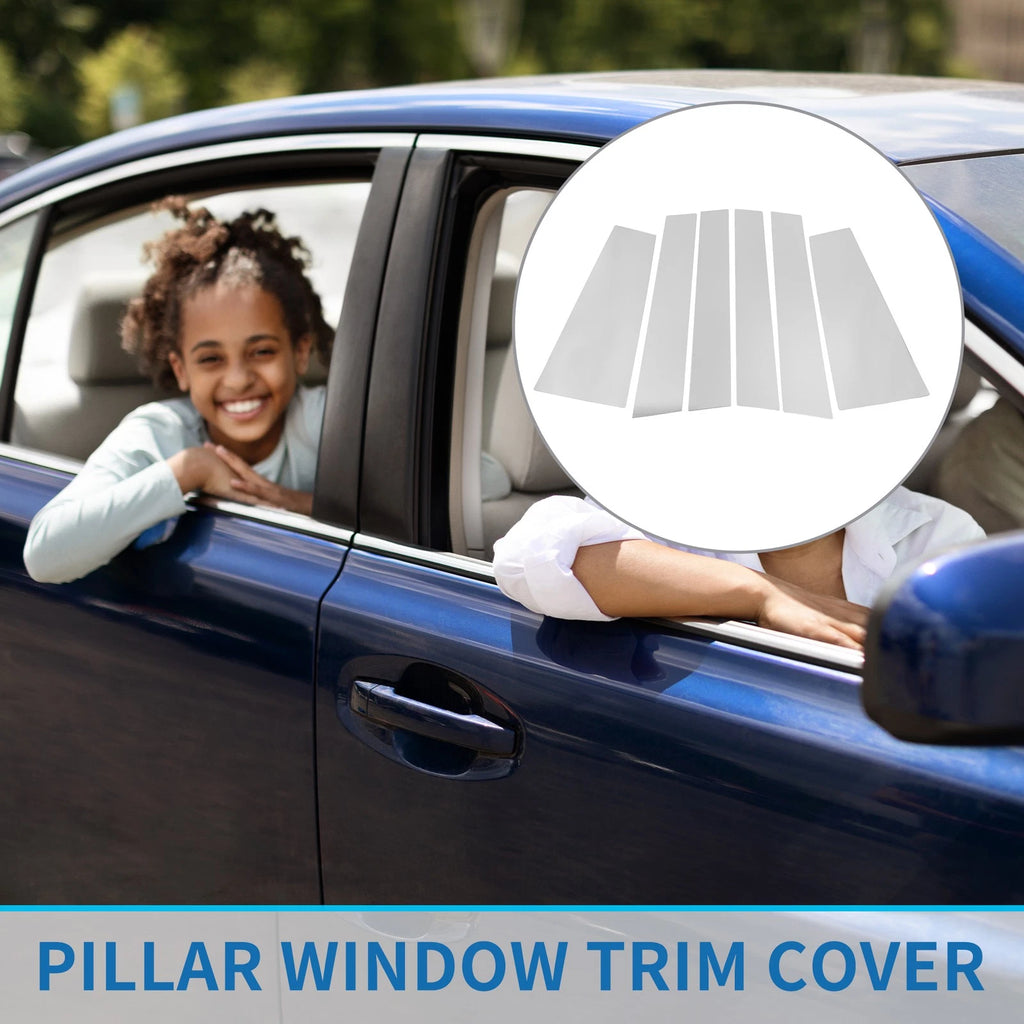 6 Pcs Door Pillar Window Trim Chrome Silver for Toyota Highlander (2015–2021)