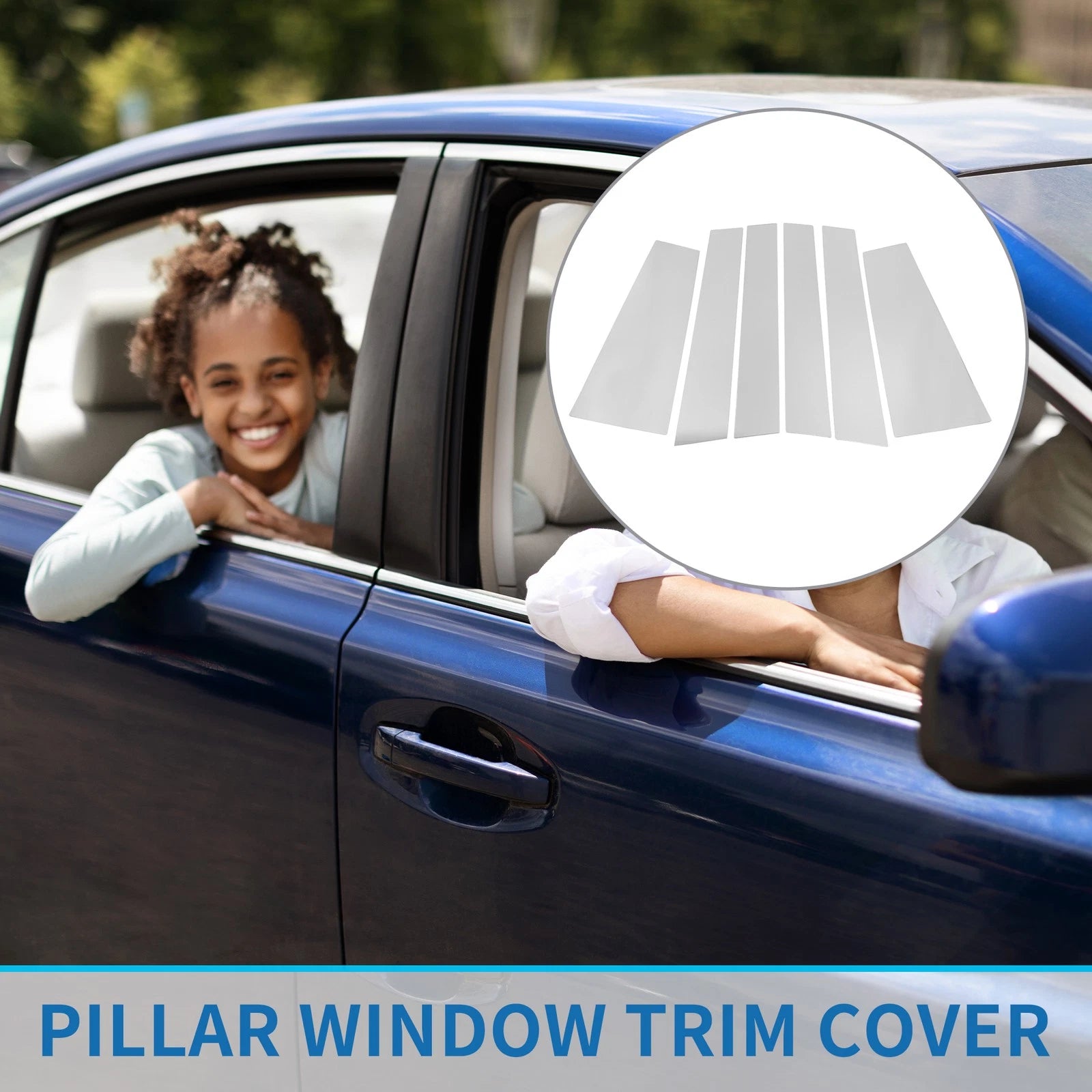 6 Pcs Door Pillar Window Trim Chrome Silver for Toyota Highlander (2015–2021)